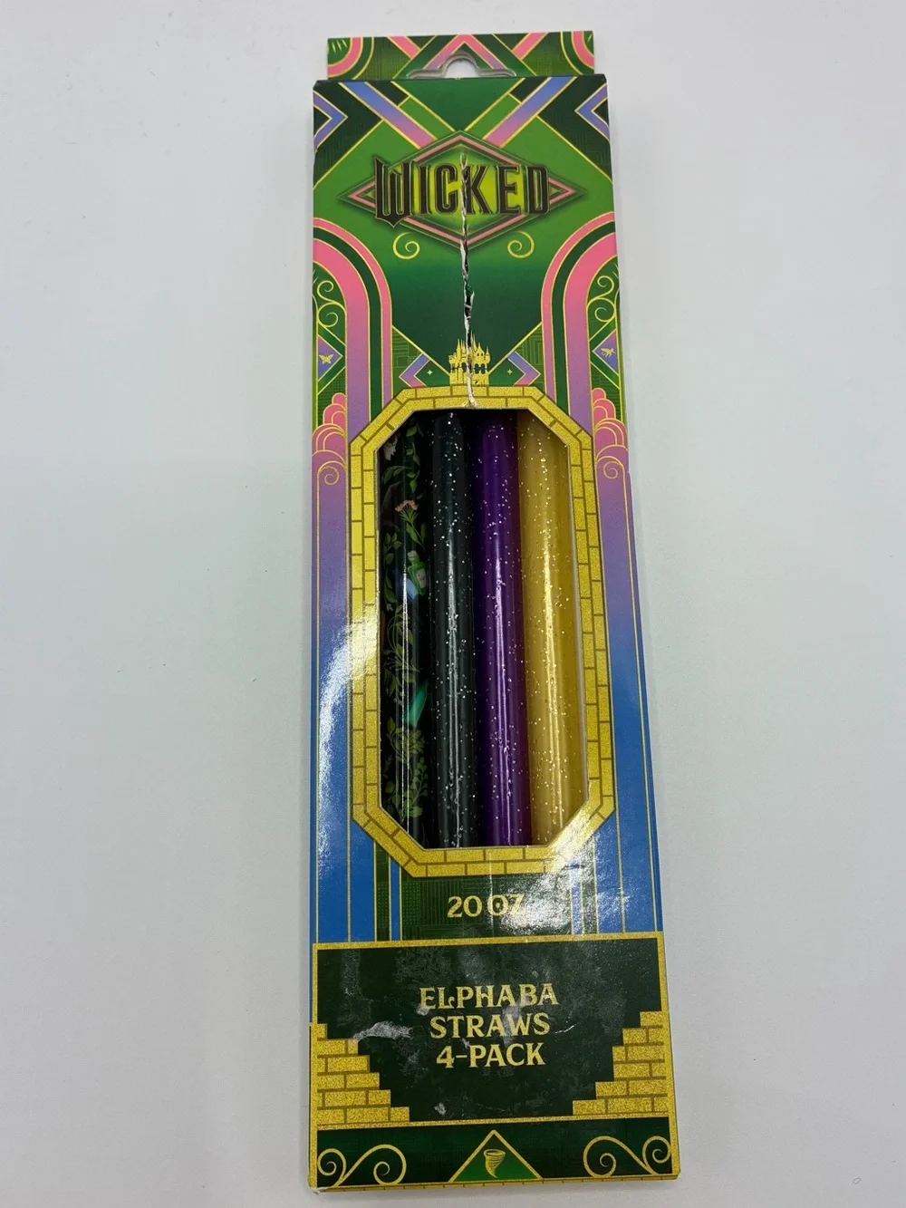 Wicked “Elphaba” multi-colored 20 Oz Straws 4-Pack — Green, Black, Purple, Gold